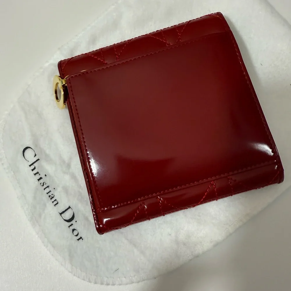 Lady Dior Burgundy Quilted Wallet